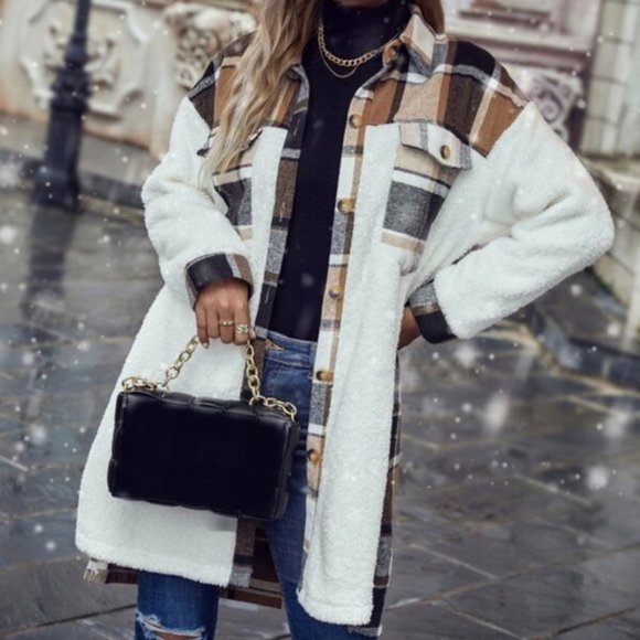 Jackets & Blazers - Cozy, Plaid Detailed, Button Down Shacket